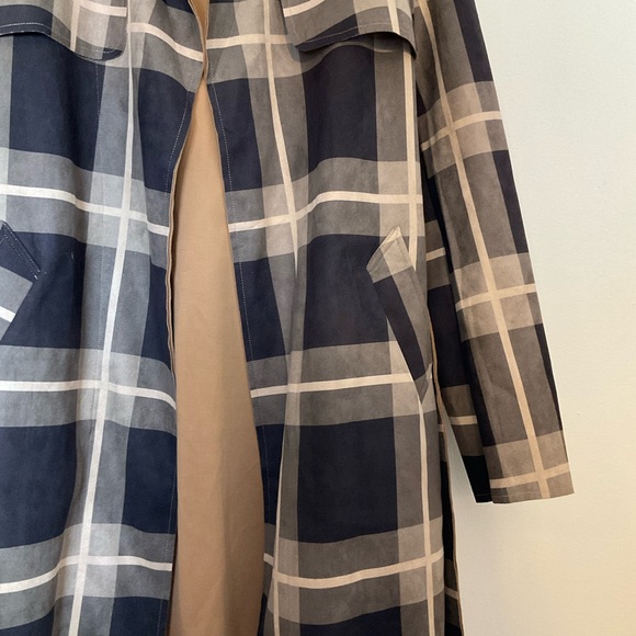 Solitaire | Belted Plaid Jacket | Brown | Faux Suede | Trench | NWT | Large - Picture 9 of 16